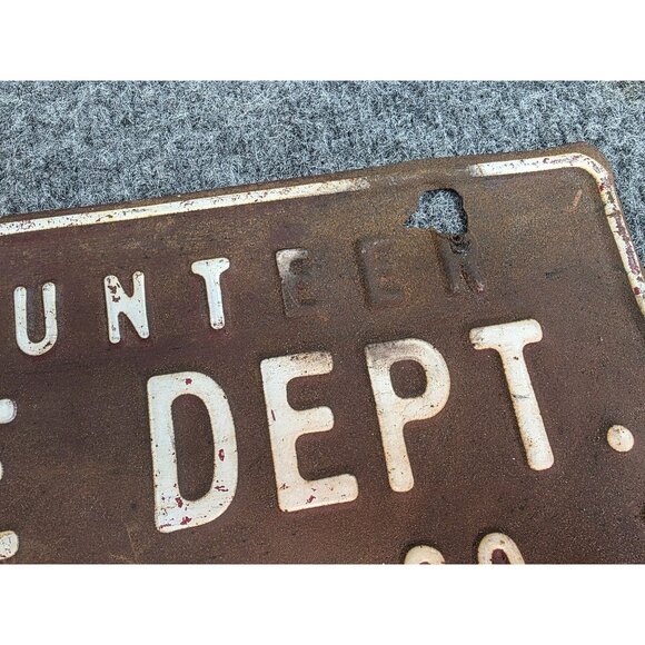 Volunteer Fire Dept License Plate Sign Salem Twp Co. 1 Vintage Rusted OH Monroe - Picture 4 of 10
